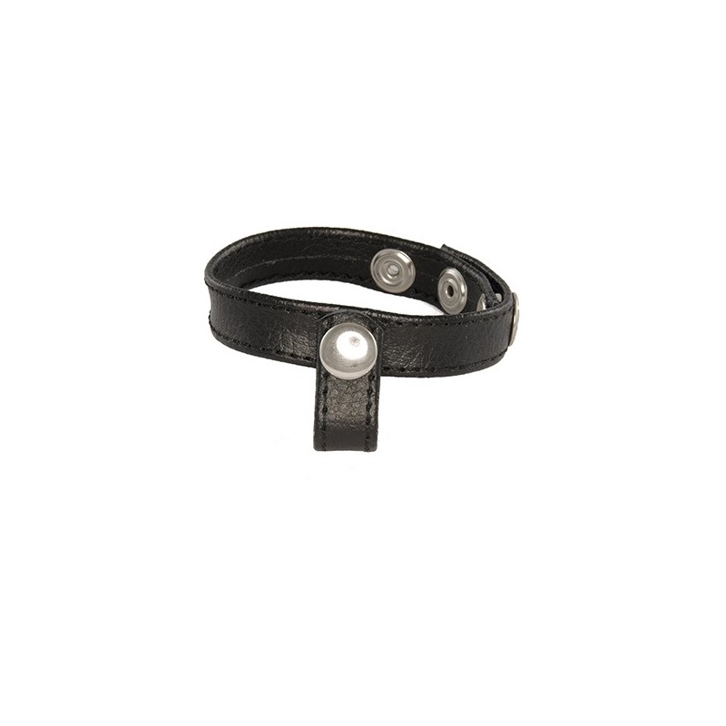 SI IGNITE 3 Snap Leather Cockring with Snap Tab - TOYS